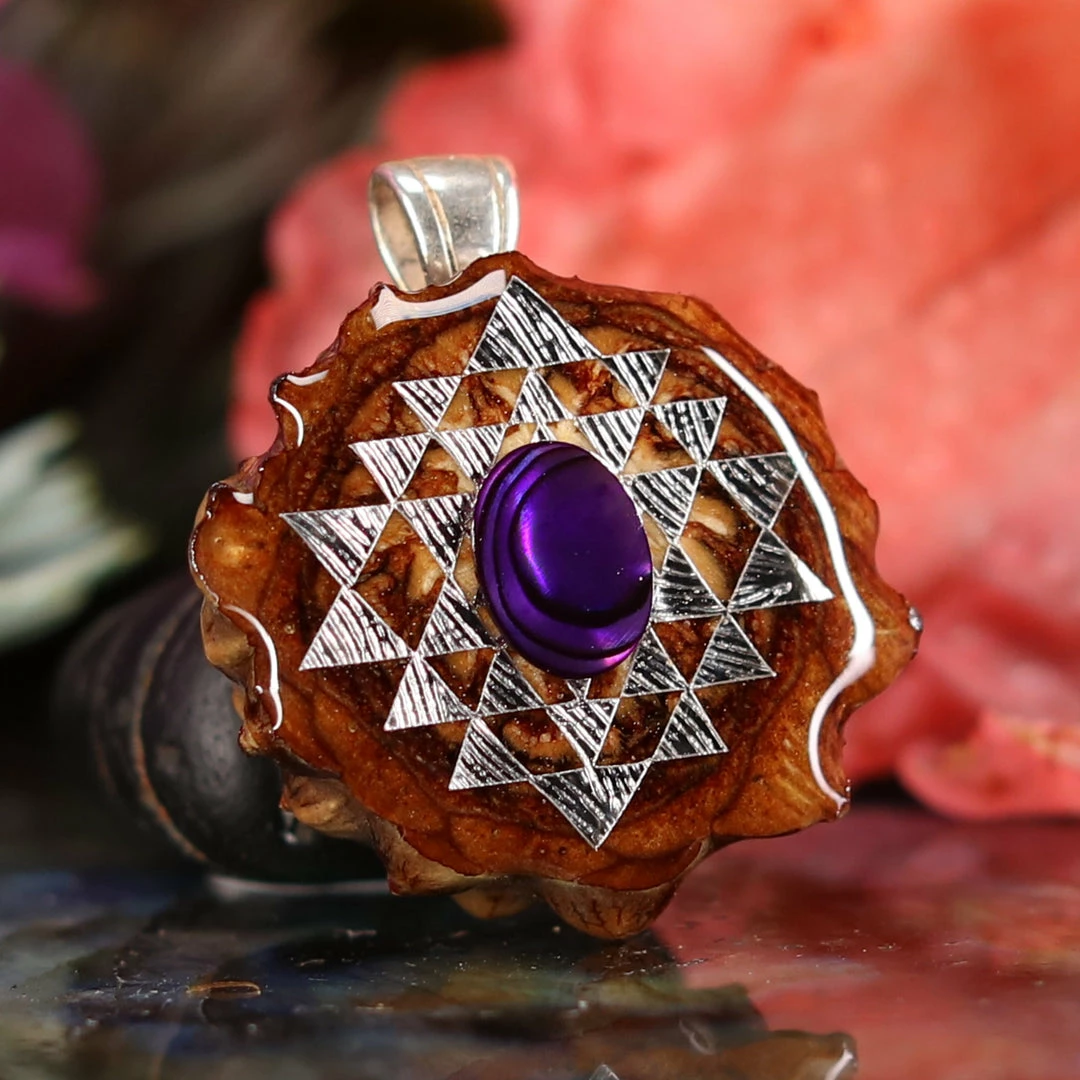 TEP Purple Paua Shell With Silver 64 Star Tetrahedron Pendants 5 TEP Purple Paua Shell With Silver 64 Star Tetrahedron Pendants