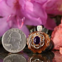 TEP Purple Paua Shell With Silver Seed Of Life