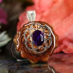 TEP Purple Paua Shell With Silver Seed Of Life
