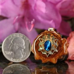 TEP Pendants Blue Paua Shell With Gold 64 Star Tetrahedron