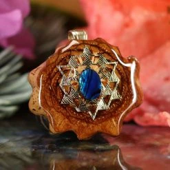 TEP Pendants Blue Paua Shell With Gold 64 Star Tetrahedron 7 TEP Pendants Blue Paua Shell With Gold 64 Star Tetrahedron