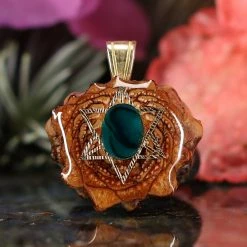 TEP Pendants Green Paua Shell With Gold Merkaba