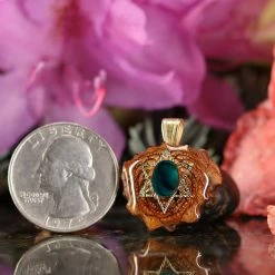 TEP Pendants Green Paua Shell With Gold Merkaba