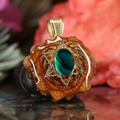 TEP Pendants Green Paua Shell With Gold Merkaba