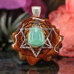 TEP Pendants Chrysoprase With Silver Merkaba