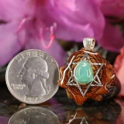 TEP Pendants Chrysoprase With Silver Merkaba
