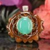 TEP Pendants Chrysoprase With Silver Seed Of Life