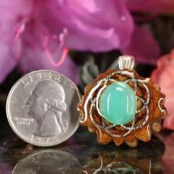 TEP Pendants Chrysoprase With Silver Seed Of Life 6 TEP Pendants Chrysoprase With Silver Seed Of Life