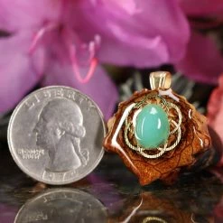 TEP Chrysoprase With Gold Seed Of Life Pendants