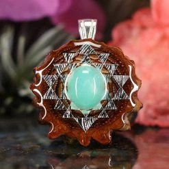 TEP Pendants Chrysoprase With Silver 64 Star Tetrahedron