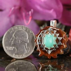 TEP Pendants Chrysoprase With Silver 64 Star Tetrahedron