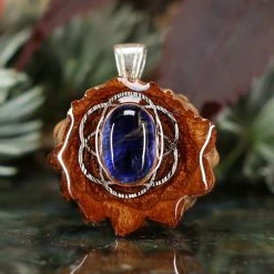 TEP Blue Kyanite With Silver Seed Of Life