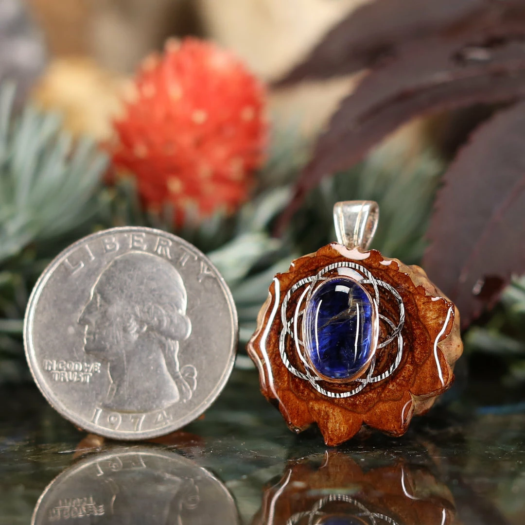 TEP Blue Kyanite With Silver Seed Of Life 4 TEP Blue Kyanite With Silver Seed Of Life