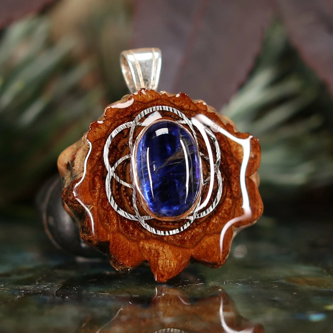 TEP Blue Kyanite With Silver Seed Of Life 5 TEP Blue Kyanite With Silver Seed Of Life