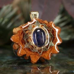 TEP Pendants Blue Kyanite With Gold 64 Star Tetrahedron 7 TEP Pendants Blue Kyanite With Gold 64 Star Tetrahedron