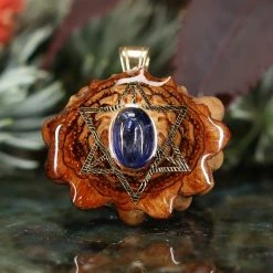 TEP Pendants Blue Kyanite With Gold Merkaba