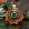 TEP Pendants Green Fume Implosion Glass With Silver Seed Of Life