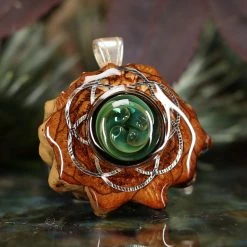 TEP Pendants Green Fume Implosion Glass With Silver Seed Of Life 7 TEP Pendants Green Fume Implosion Glass With Silver Seed Of Life