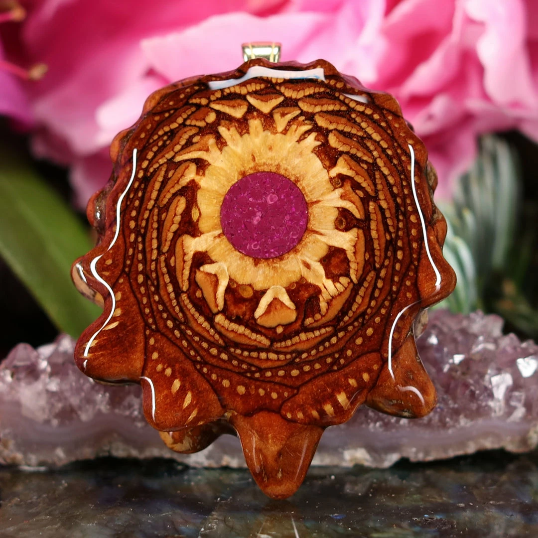 TEP Pendants Crushed Sugilite (Glows) 3 TEP Pendants Crushed Sugilite (Glows)