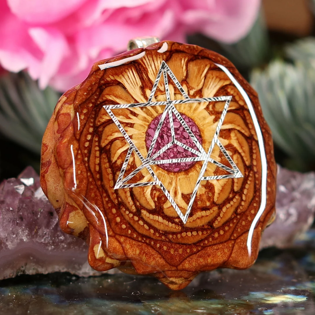 TEP Crushed Sugilite (Glows) With Silver Merkaba 5 TEP Crushed Sugilite (Glows) With Silver Merkaba