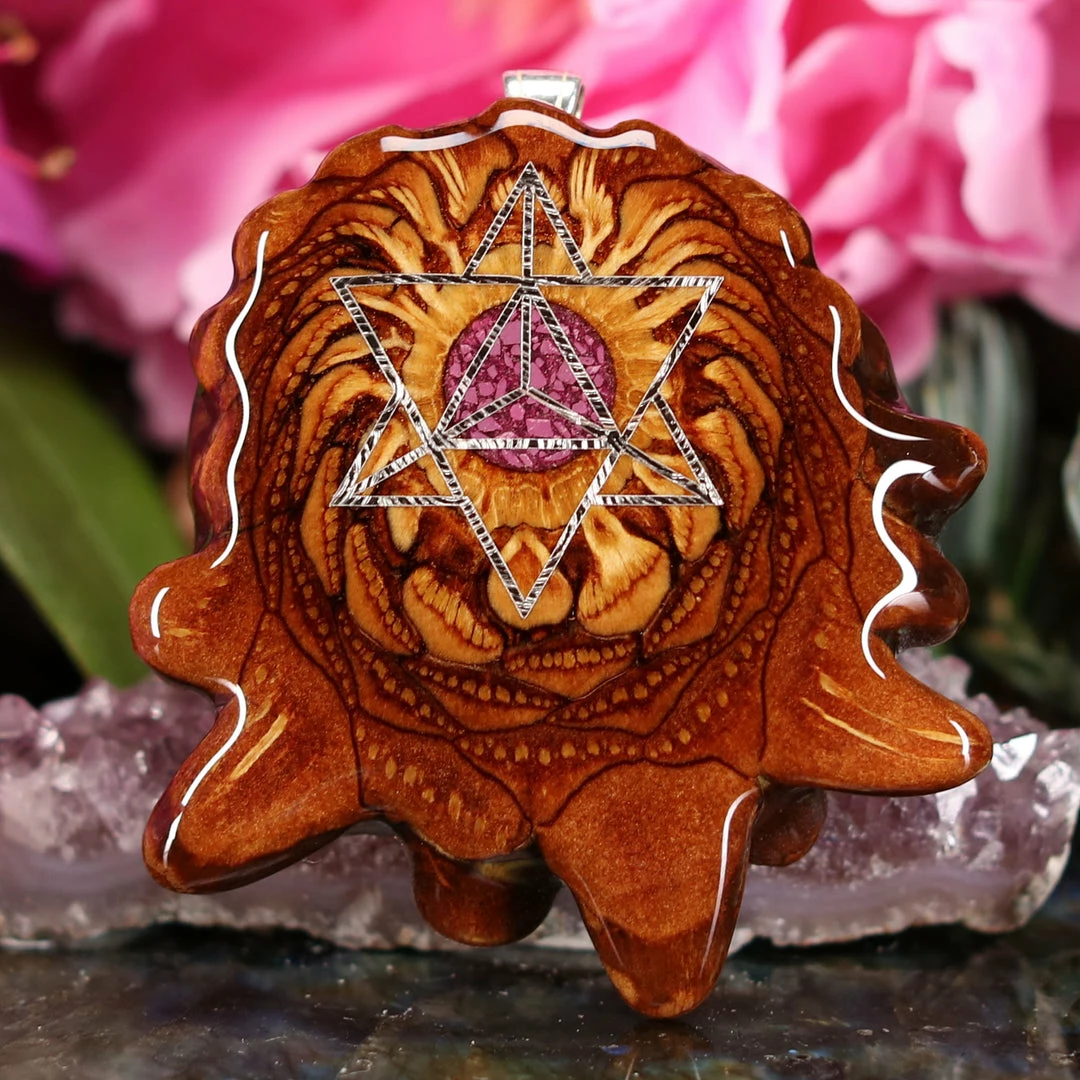 TEP Pendants Crushed Sugilite (Glows) With Silver Merkaba 3 TEP Pendants Crushed Sugilite (Glows) With Silver Merkaba