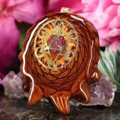 TEP Crushed Sugilite (Glows) With Gold Cube Of Metatron Pendants