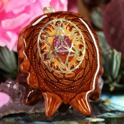 TEP Crushed Sugilite (Glows) With Gold Cube Of Metatron Pendants