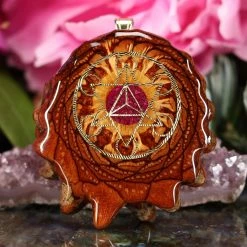 TEP Pendants Crushed Sugilite (Glows) With Gold Cube Of Metatron