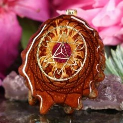 TEP Pendants Crushed Sugilite (Glows) With Gold Cube Of Metatron