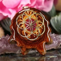 TEP Crushed Sugilite (Glows) With Gold Seed Of Life Pendants