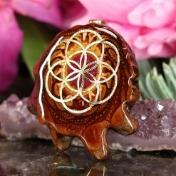 TEP Crushed Sugilite (Glows) With Gold Seed Of Life Pendants