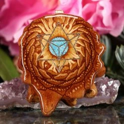 TEP Crushed Turquoise (Glows) With Gold Merkaba Pendants