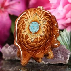 TEP Crushed Turquoise (Glows) With Gold Merkaba Pendants