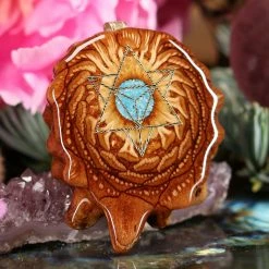 TEP Crushed Turquoise (Glows) With Gold Merkaba Pendants