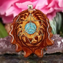 TEP Crushed Turquoise (Glows) With Gold Merkaba Pendants