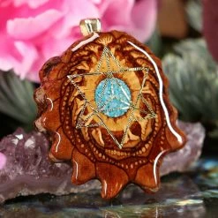 TEP Crushed Turquoise (Glows) With Gold Merkaba Pendants 7 TEP Crushed Turquoise (Glows) With Gold Merkaba Pendants