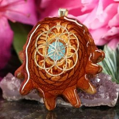 TEP Crushed Turquoise (Glows) With Gold Seed Of Life