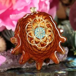 TEP Crushed Turquoise (Glows) With Gold Seed Of Life