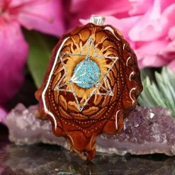 TEP Crushed Turquoise (Glows) With Silver Merkaba Pendants