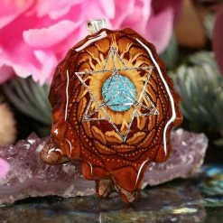 TEP Crushed Turquoise (Glows) With Silver Merkaba Pendants