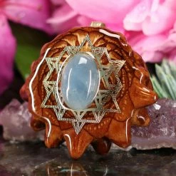 TEP Pendants Aquamarine With Gold 64 Star Tetrahedron