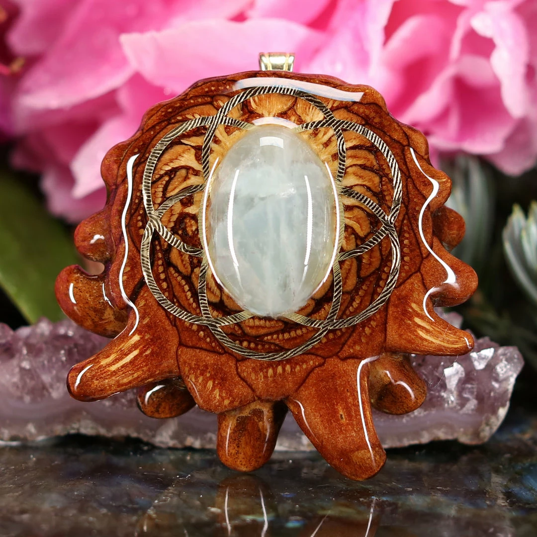 TEP Pendants Aquamarine With Gold Seed Of Life 3 TEP Pendants Aquamarine With Gold Seed Of Life