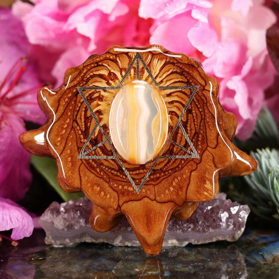 TEP Carnelian With Gold Merkaba 3 TEP Carnelian With Gold Merkaba