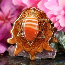 TEP Carnelian With Gold Merkaba Pendants
