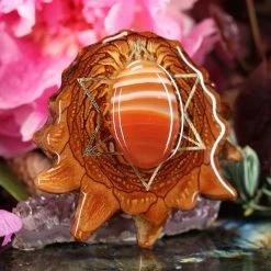 TEP Carnelian With Gold Merkaba Pendants