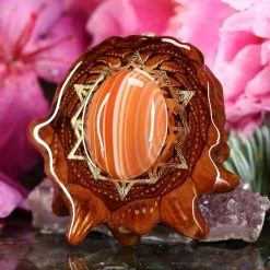 TEP Carnelian With Gold 64 Star Tetrahedron Pendants