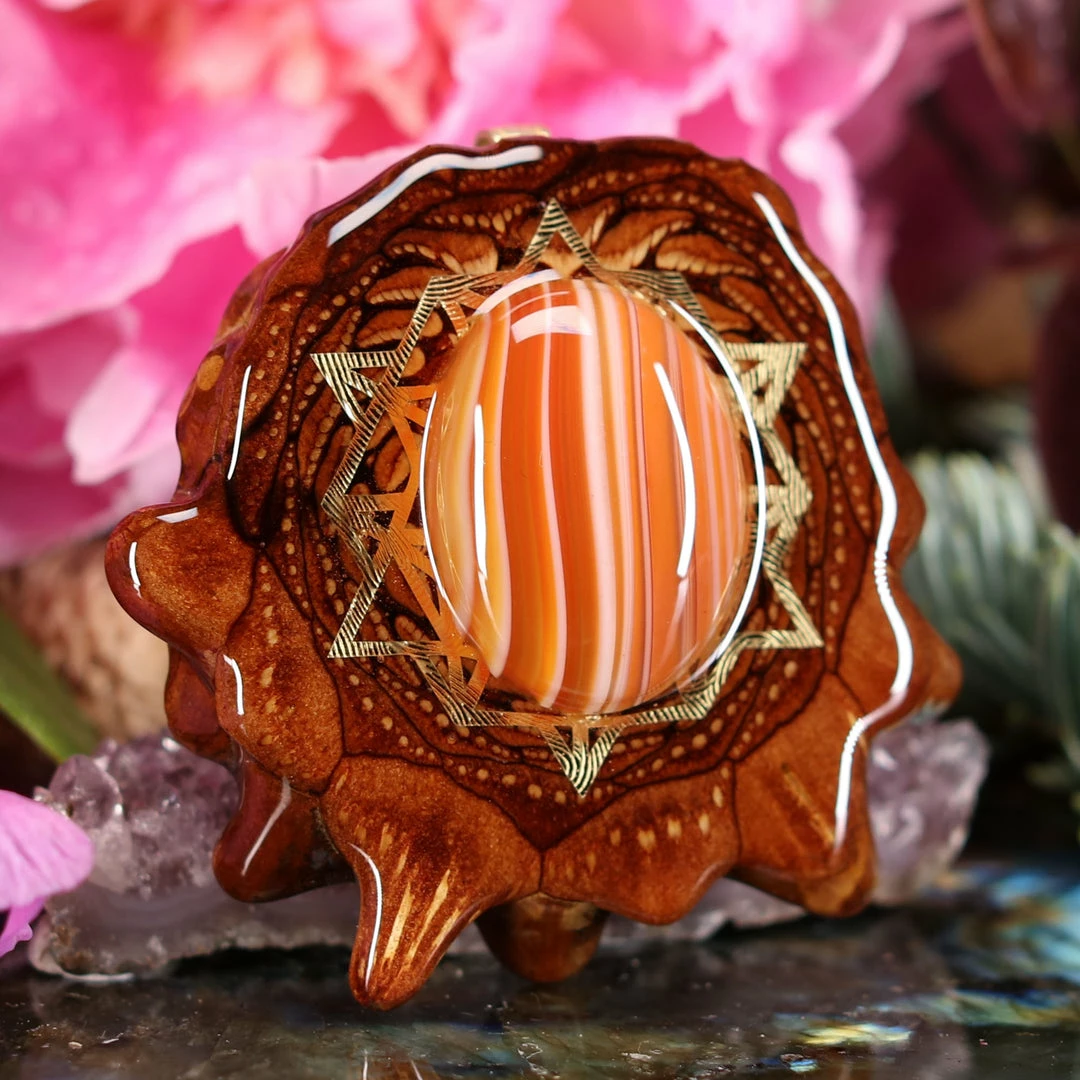 TEP Carnelian With Gold 64 Star Tetrahedron Pendants 5 TEP Carnelian With Gold 64 Star Tetrahedron Pendants