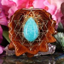 TEP Amazonite With Gold 64 Star Tetrahedron Pendants