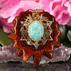 TEP Amazonite With Gold 64 Star Tetrahedron Pendants