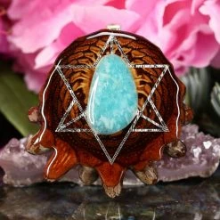 TEP Amazonite With Silver Merkaba Pendants